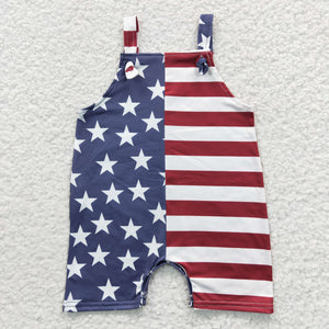 Stars Red Stripe Boys 4th of July Romper