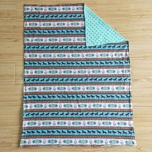 Aztec Horse Blue Blankets