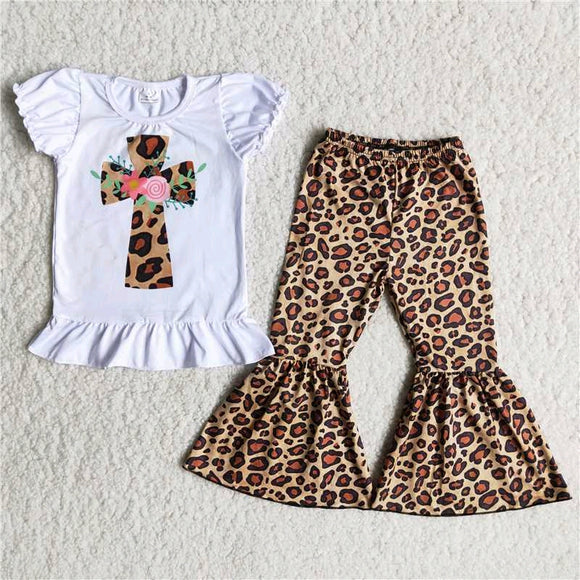 Cross Leopard Print Girls Easter Outfits