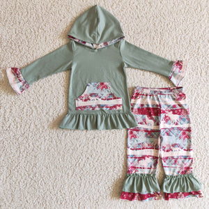 Reindeer Animals Aqua Hoodie Girls Christmas Outfits