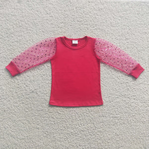 Hot Pink Gauze Girls Long Sleeve Top