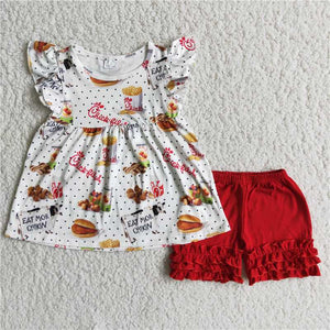 Cartoon Food Girls Shorts Sets