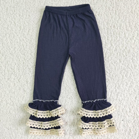 Lace Ruffles Navy Girls Legging Pants