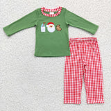 Milk Santa Cookies Red Plaid Green Boys Christmas Outfits