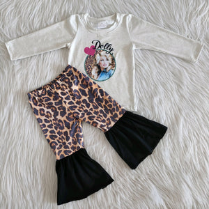 Promotional Singer Leopard Print Girls Long Sleeve+Trousers Sets