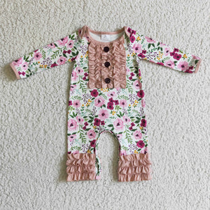 Promotional Baby Girls Ruffles Floral Fall Romper