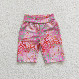 Leopard Print Pink Girls Cycling Shorts