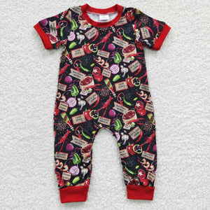 Crawfish Vegetable Black Red Boys Summer Romper
