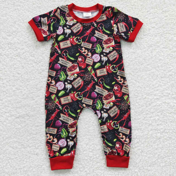 Crawfish Vegetable Black Red Boys Summer Romper