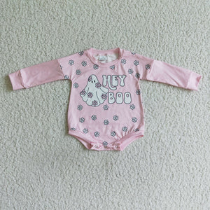 Hey Boo Floral Pink Halloween Romper