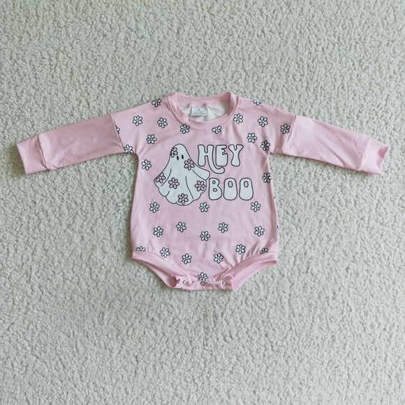 Hey Boo Floral Pink Halloween Romper