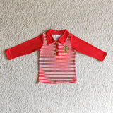 Gingerbread Red Stripe Boys Christmas Top