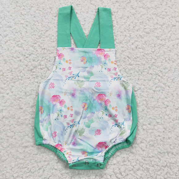 Floral Green Girls Summer Romper