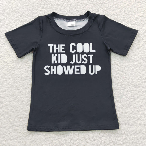 the cool kid just showed up Black Boys Short Sleeve Top