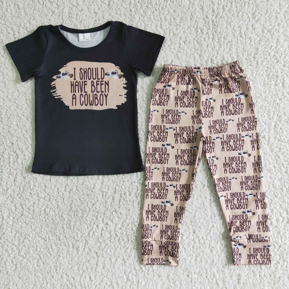 Promotional Cowboy Boys Short Sleeve+Trousers Sets