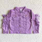 Purple Tassels Girls Denim Jacket