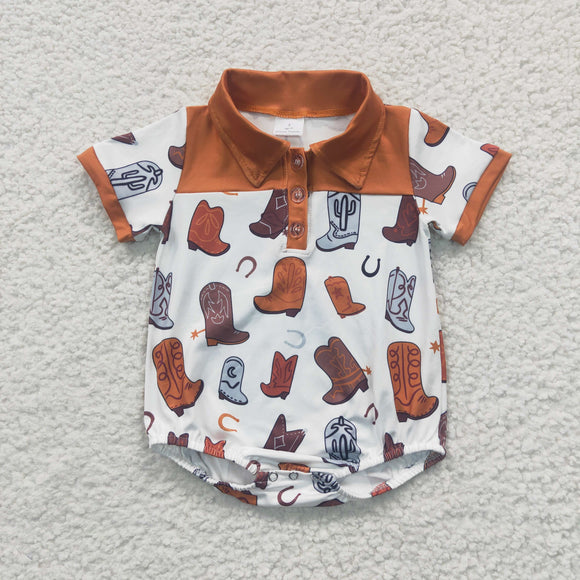 Boots Orange Polo Boys Summer Romper