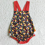 Candy Red Black Halloween Romper