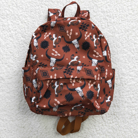 Highland Cow Aztec Cactus Brown Backpack
