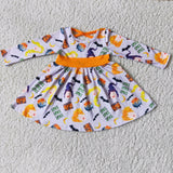 Cartoon Criss-Cross Orange Girls Halloween Dress