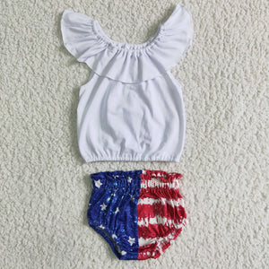 Promotional White Girls 4th of July Bummies Sets
