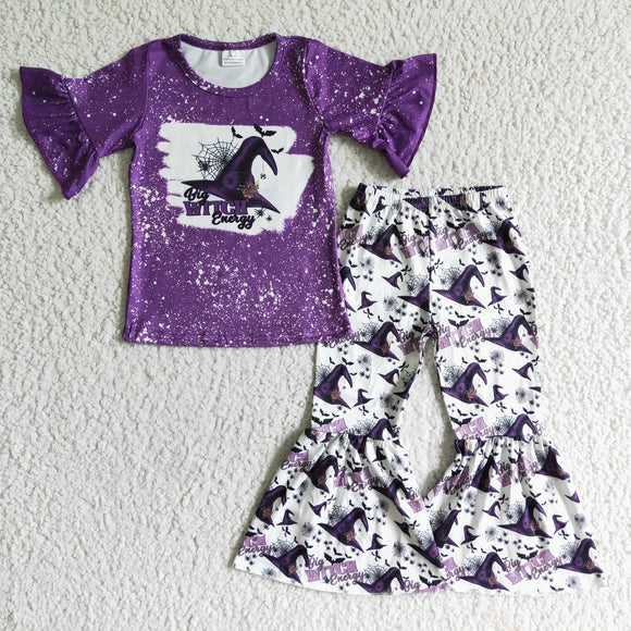 Purple Witches Bat Girls Halloween Outfits