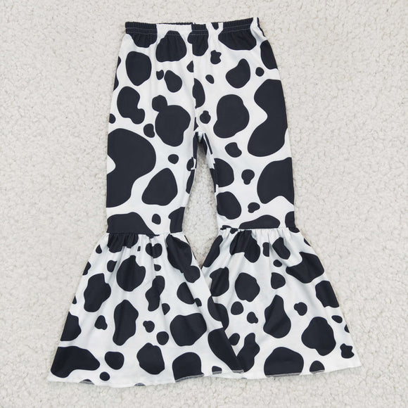 Cow Print Girls Milk Silk Bell Bottoms Pants
