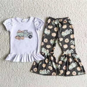 Pumpkin Truck Girls Short Sleeve+Trousers Sets