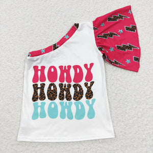 Howdy One Shoulder Girls Short Sleeve Top