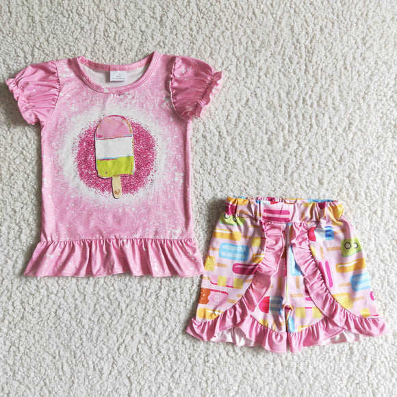 Promotional Popsicle Pink Girls Shorts Sets