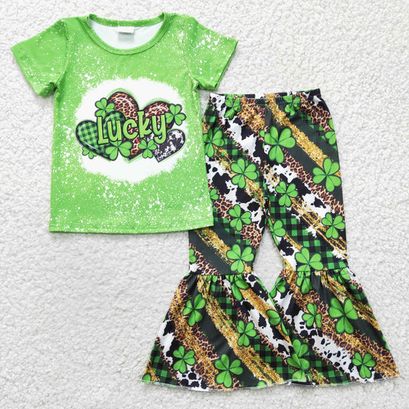 Lucky Cow Print Green Girls St. Patrick's Day Outfits