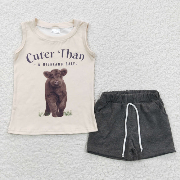 Cuter than a highland calf Off-white Boys Shorts Sets