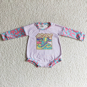 Letters Light Purple Pink Girls Fall Romper