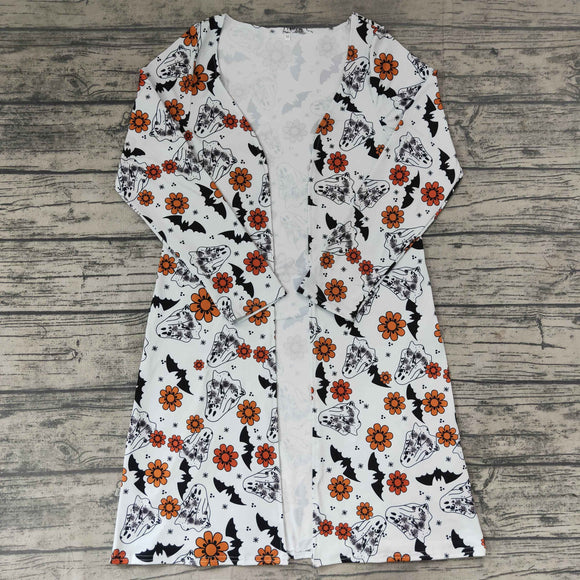 Adults Ghost Orange Floral White Mommy & Me Cardigan Halloween Top