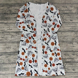 Adults Ghost Orange Floral White Mommy & Me Cardigan Halloween Top