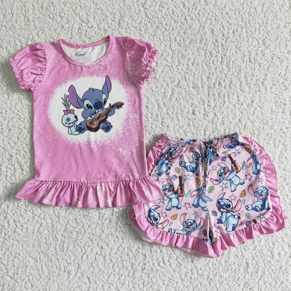Cartoon Pink Girls Shorts Sets