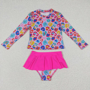 Leopard Print Hot Pink Girls Swimsuits