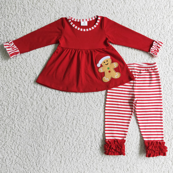Gingerbread Red Stripe Legging Girls Christmas Outfits