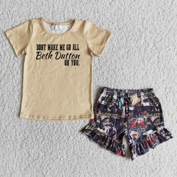 Promotional Beth Dutton Cowboy Film Girls Shorts Sets