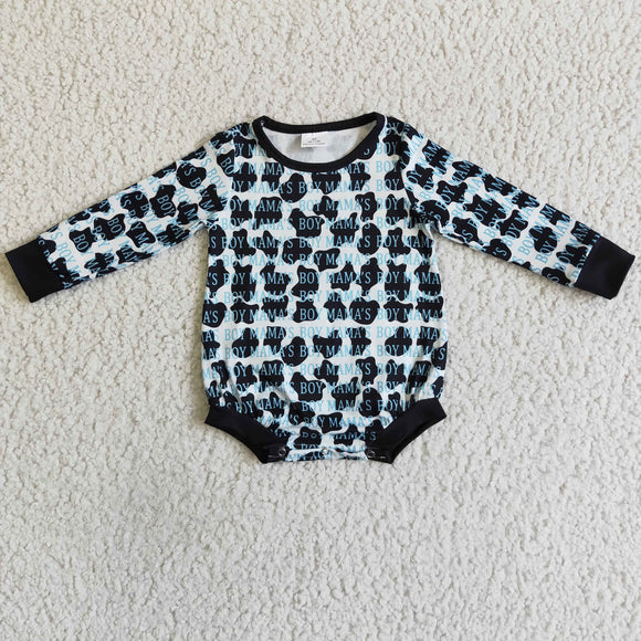 Cow Print Mamas Boy Fall Romper