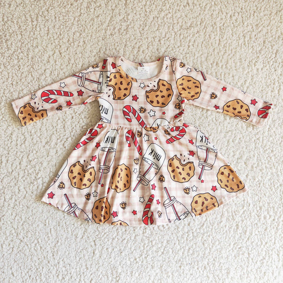 Promotional Milk Cookies Pink Plaid Girls Christmas Dress