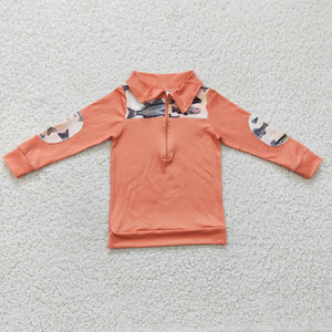 Promotional Fishing Love Orange Polo Boys Long Sleeve Top