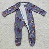 Horse Hats Boots Cowboy Blue Boys Fall Romper