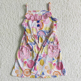 Promotional Lemon Pink Girls Sleeveless Dress