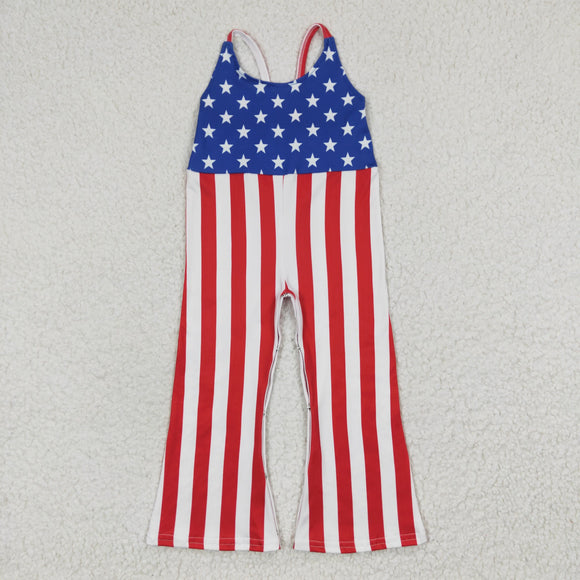Stars Red Striped Girls 4th of July Jumpsuit