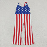 Stars Red Striped Girls 4th of July Jumpsuit