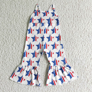 Stars White Girls 4th of July Jumpsuit