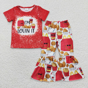 I'm Lovin it Fast Food Red Girls Short Sleeve+Trousers Sets