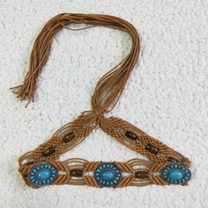 Blue Gems Brown Kids Belt