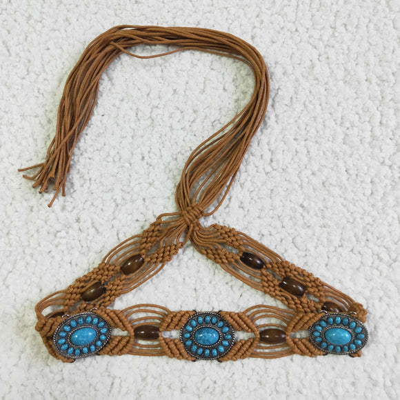 Blue Gems Brown Kids Belt